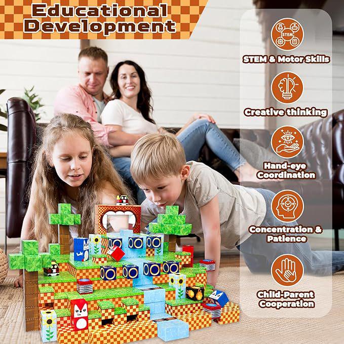 3D Magnetische Bausteine für Kinder - DIY Weihnachtsspielzeug-Set