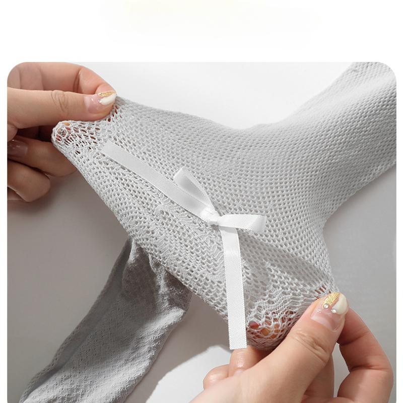 

1 пара летних детских носков для девочек, модные кружевные балетные сетчатые колготки для детей, милые колготки с бантом для принцессы для девочки M