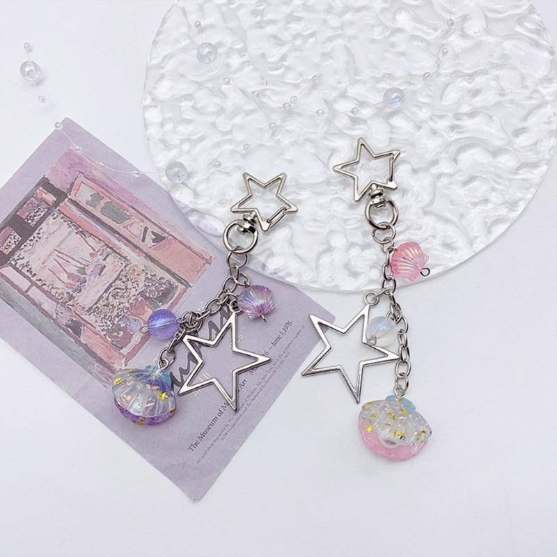 Star Heart Bowknot Pendant Phone Charm Hangings Rope Sweet Phone Chain Strap Bag Decoration Lanyard Keychain Accessory