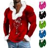 Men's Casual Cartoon Printed Plush V-neck With Fleece Long-sleeved Sweatshirt