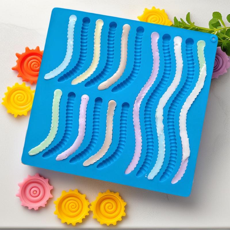 1 Stück Wurm Weichbonbon Silikonform DIY Schokolade Süßigkeiten Pudding Keks Eiswürfelgitter