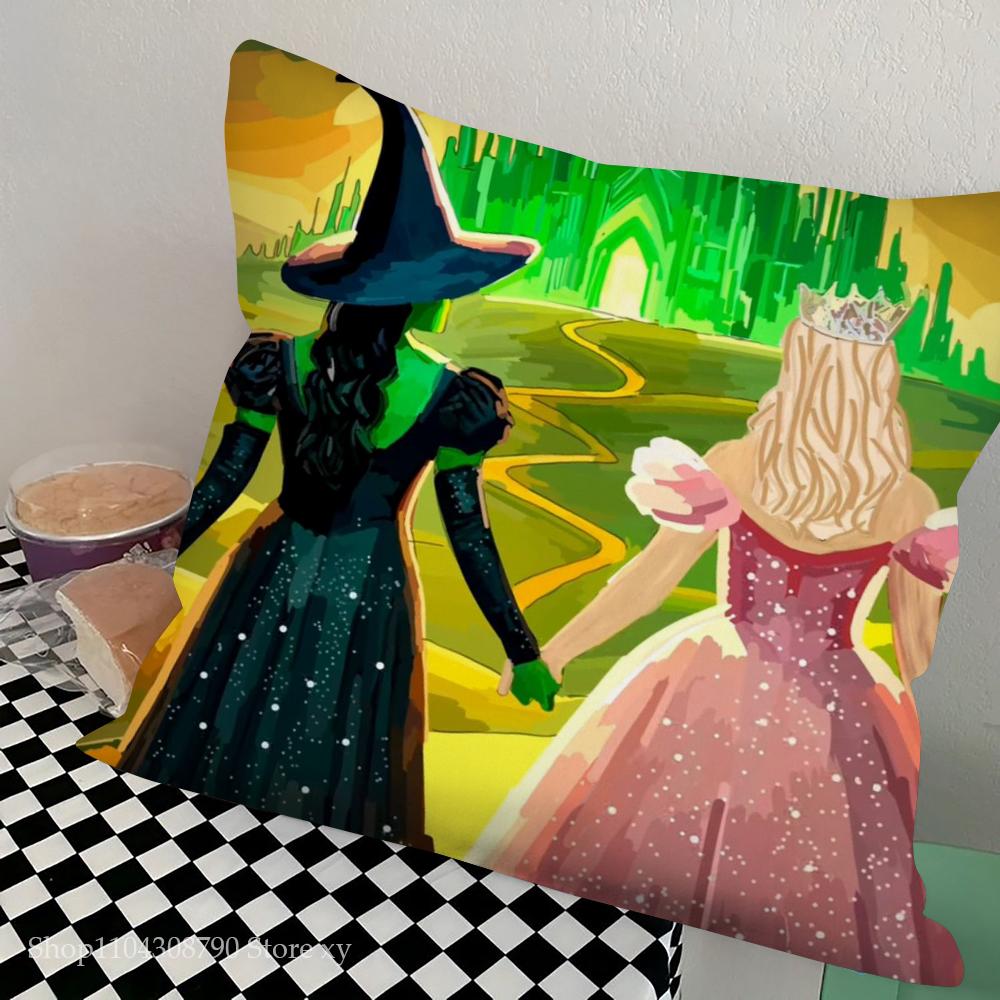 W-Wicked Part One Movie B Pillow Case Square Pillow Bedroom Sofa Leisure Comfort Cushion Car Living Room Home Decoration