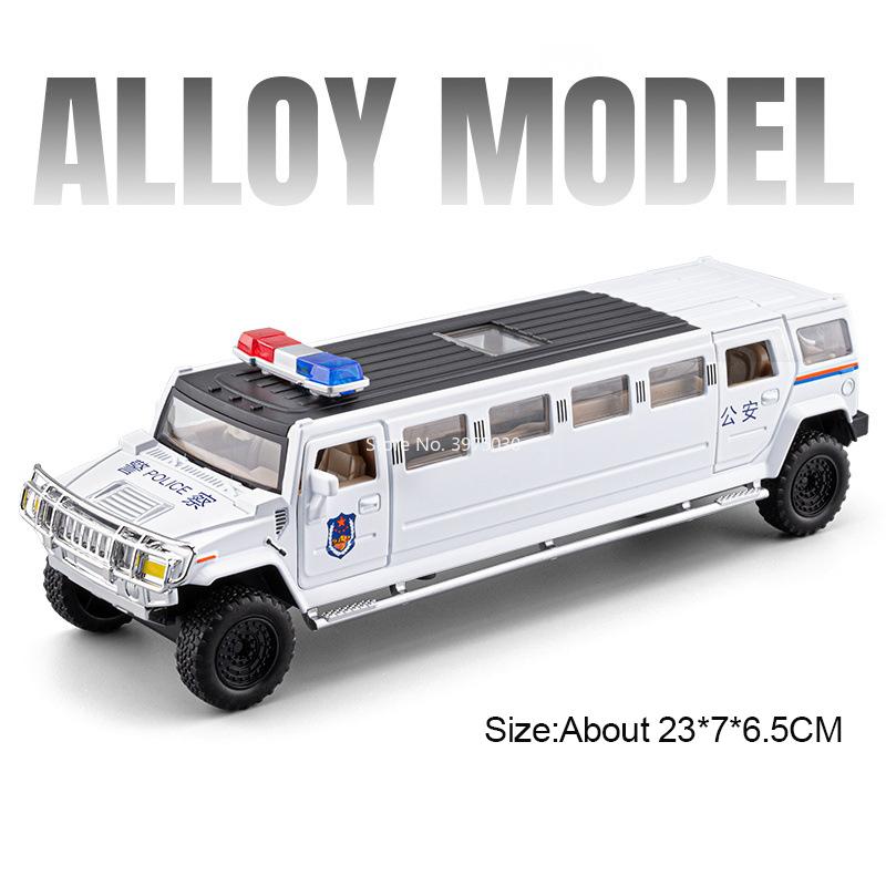 1:32 Politieauto Miniatuur Speelgoed Legering Diecast Model Deuren Open Schokdemping Geluid Licht Pull Back Voertuigen Cadeaus Voor Vrienden