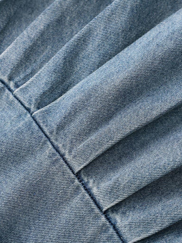 High-Quality Nanyou Retro Bleached Lace-Up Denim Shirt - Early Spring Long-Sleeved Top