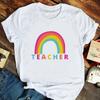 Teacher Print Women Graphic Tee Casual Short Sleeve T Shirts Harajuku Tshirt Female Kawaii Teach