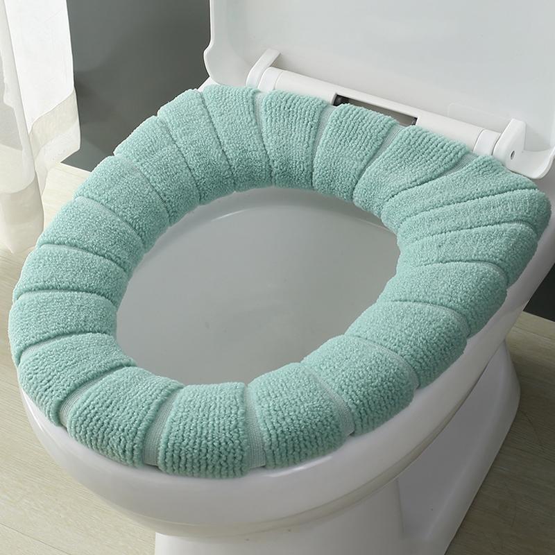 1Pc Thicker Bathroom Toilet Seat Cover Pads Soft Comfortable Toilet Seat Cushion Cover Stretchable Toilet Seat Warmer Easy Inst