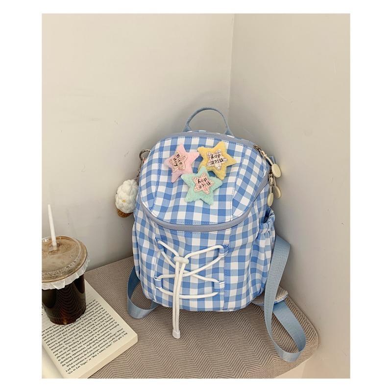 High Value, Fresh, Sweet and Cute Girl Plaid Mini Backpack, Light Travel Backpack for Junior High School Students