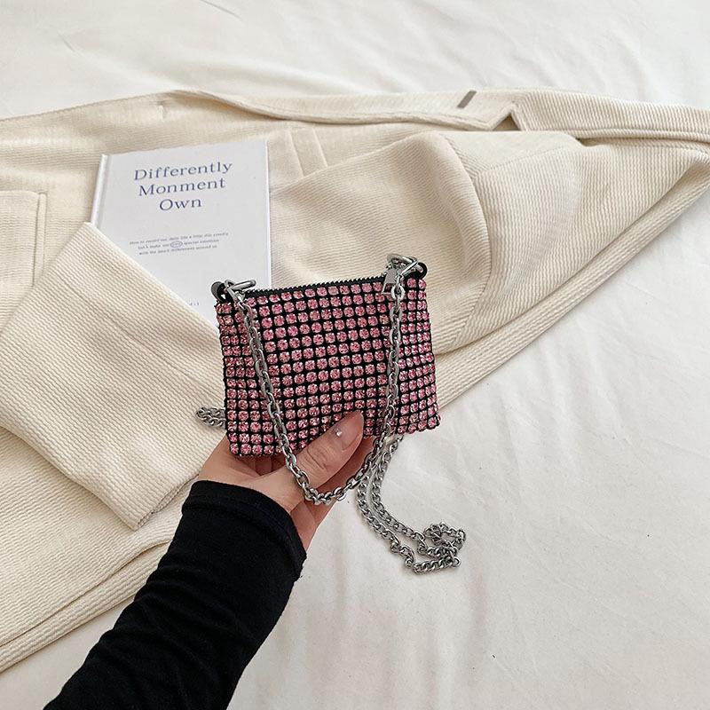 Temperament Rhinestone Bag 2025 New Trendy Full Diamond Bag Mini Shoulder Messenger Bag Hand Bag Women's Lipstick Bag