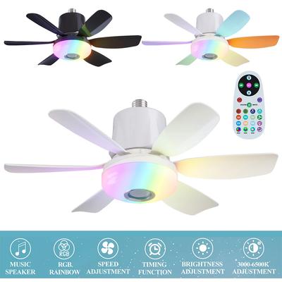 Stropní ventilátor se světlem a dálkovým ovládáním Nastavitelná rychlost větru Časovač Bezdrátový ventilátor RGB světlo pro obývací pokoj ložnici