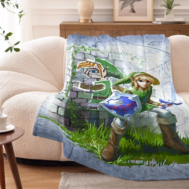 Custom Warm Fleece Blanket for Sofa Bed Soft Flannel Throw King Size Perfect for Camping Winter Zelda Theme