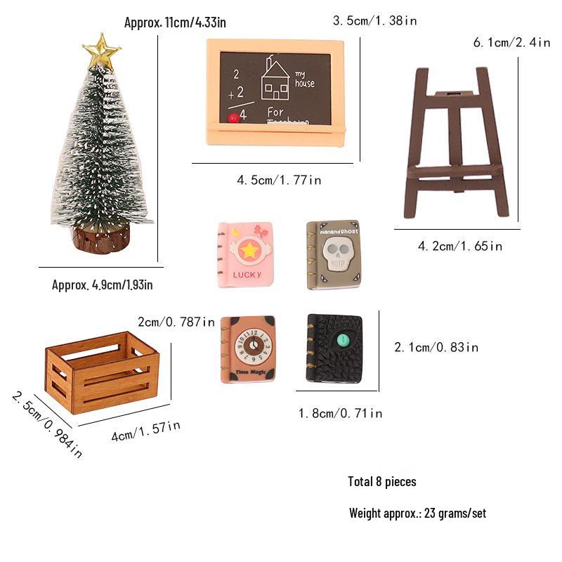 Miniature Wooden Blackboard Easel for Dollhouse Christmas Ornaments and Home Décor