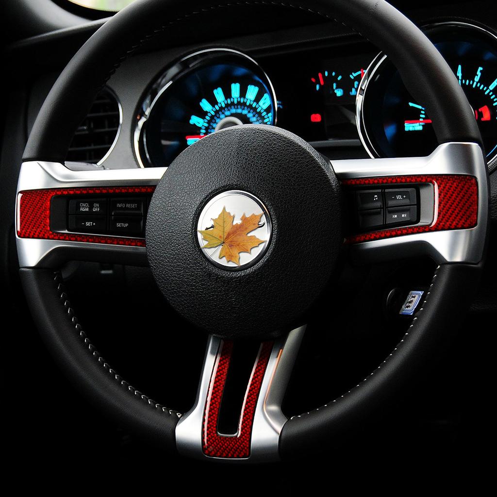 For Ford Mustang 2009 2010 2011 2012 2013 2014 Accessories Car Steering Wheel Sticker Decal Carbon Fiber Interior Trim