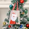 Christmas Candy Apple Pouch Santa Snowman Print Gift Bag Natural Jute Fabric Reusable Holiday Party Favor Storage