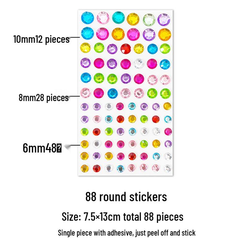 Gem Stickers: Kids' 3D Acrylic Crystal DIY Rhinestone Decorations, Colorful Cross-Border Designs for Girls