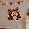 Holiday Home Decoration Christmas Reindeer Wall Decal 3D Hole Illusion Red Nose Rudolph Sticker Stickers Peel And Stick Waterproof PVC Decor