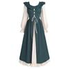 Damen-Vintage-Kleid mit Fliegenärmeln und elastischem Rücken