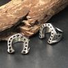French Retro Stainless Steel Horseshoe Silver Star Ring