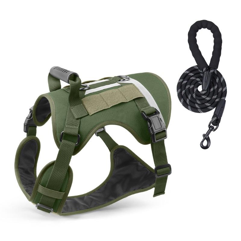 Big Dog Tactical Harness Outdoor Anti-breakaway Lightweight Medium and Large Dog Harness Walking Dog Reflective Dog Leash