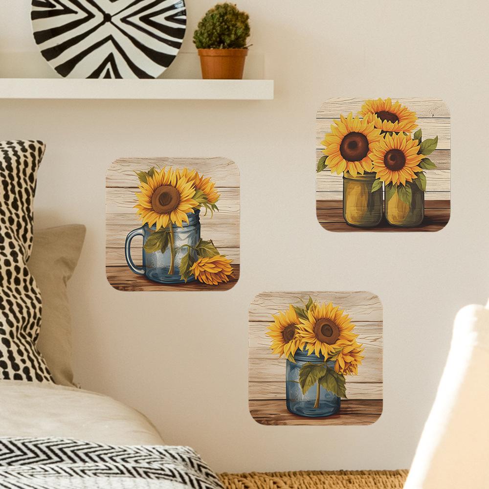 Fun-f73 Oil Painting Sunflower Bedroom Living Room Beautifying Decorative Wall Stickers