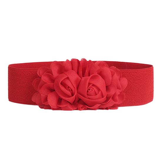 Belt Elastic Double-flower Fabric Wide Elastic Waist Belt for Party