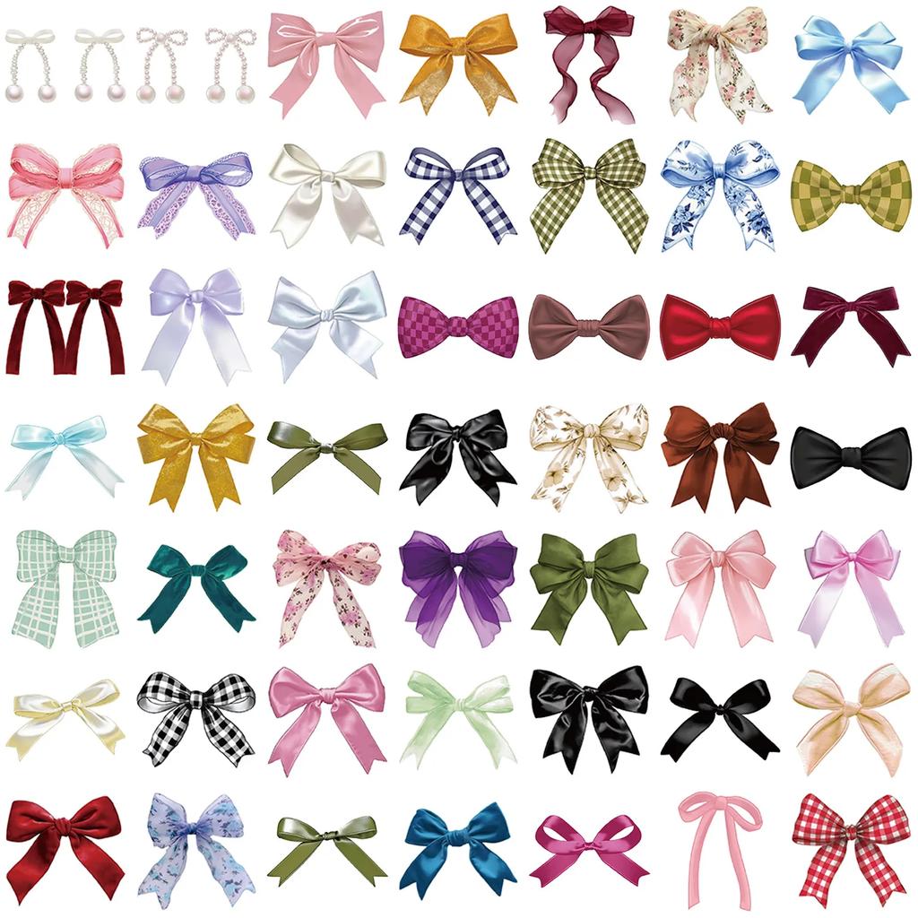Colorful Bow Stickers Removable Aesthetic DIY Decals for Scrapbooking Phone Luggage Skateboard Glossy Waterproof Skin Safe Decor