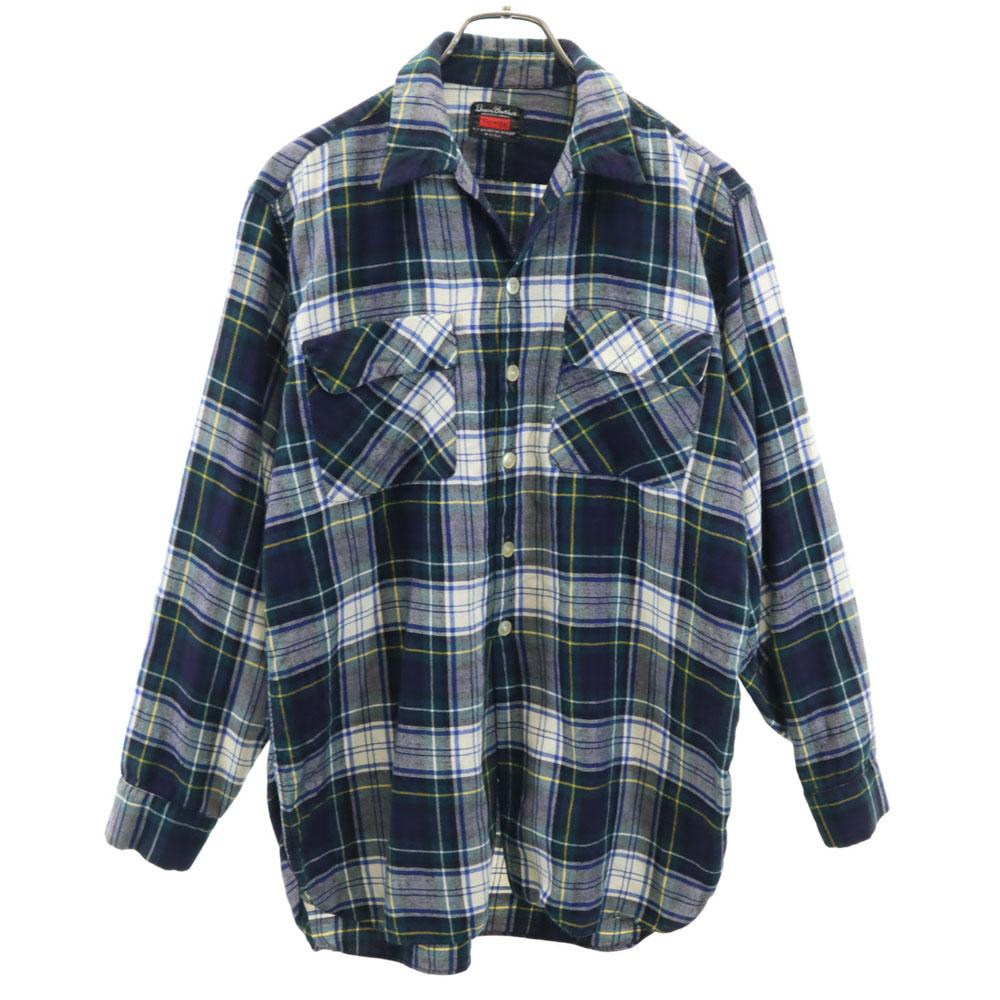 Deacon Brothers 60s 70s vintage Check Pattern Long sleeve Open collar shirt Men's Used