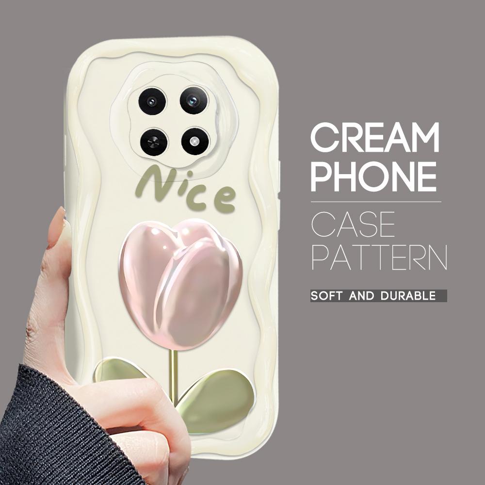 Cartoon Pattern Cream Texture Casing Wavy Edge Soft Silicone Cover Phone Case for OPPO Reno Realme OnePlus Vivo
