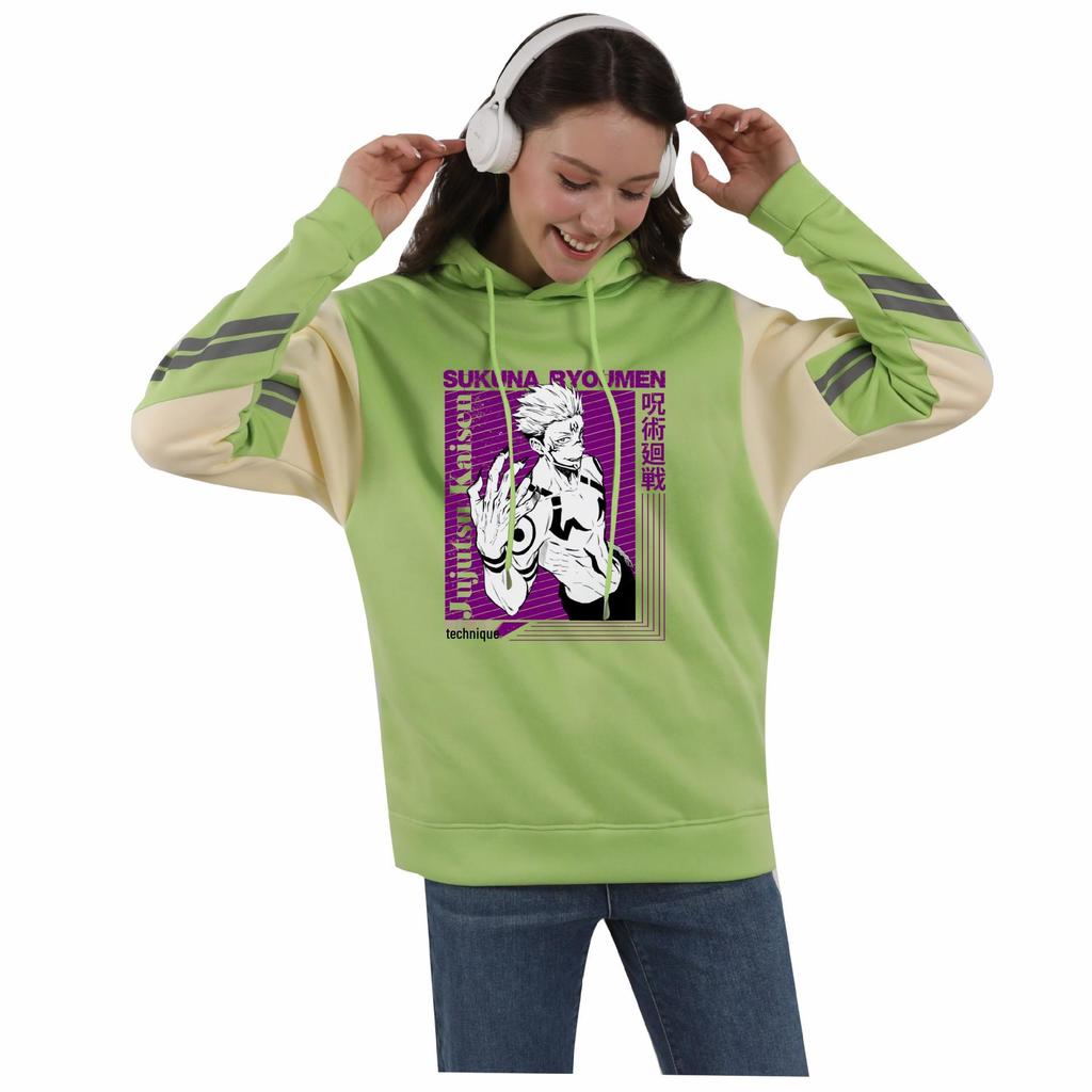 Jujutsu Kaisen Color Block Patchwork Fleece Hoodie for Men & Women