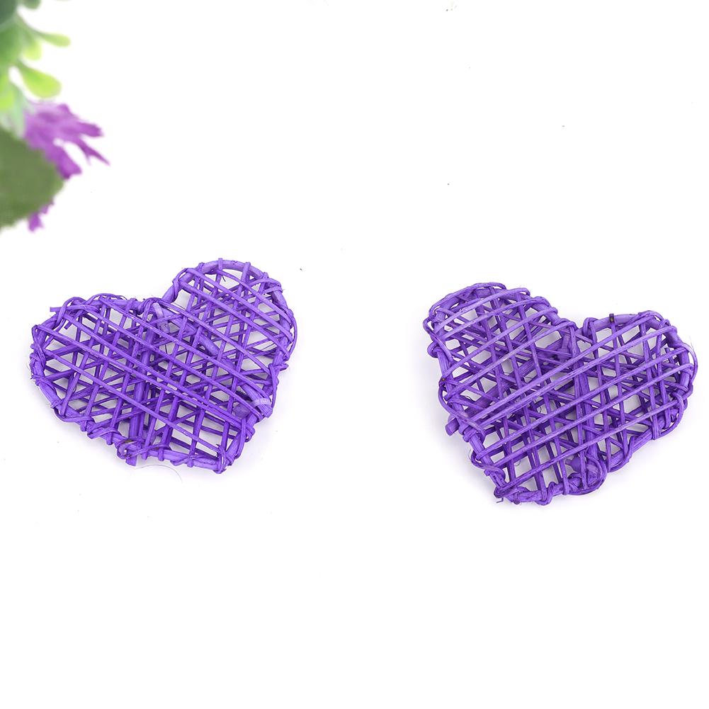 6Pcs DIY Decorative Heart Shaped Rattan Ball Ornament Wedding Party Decoration (Purple)