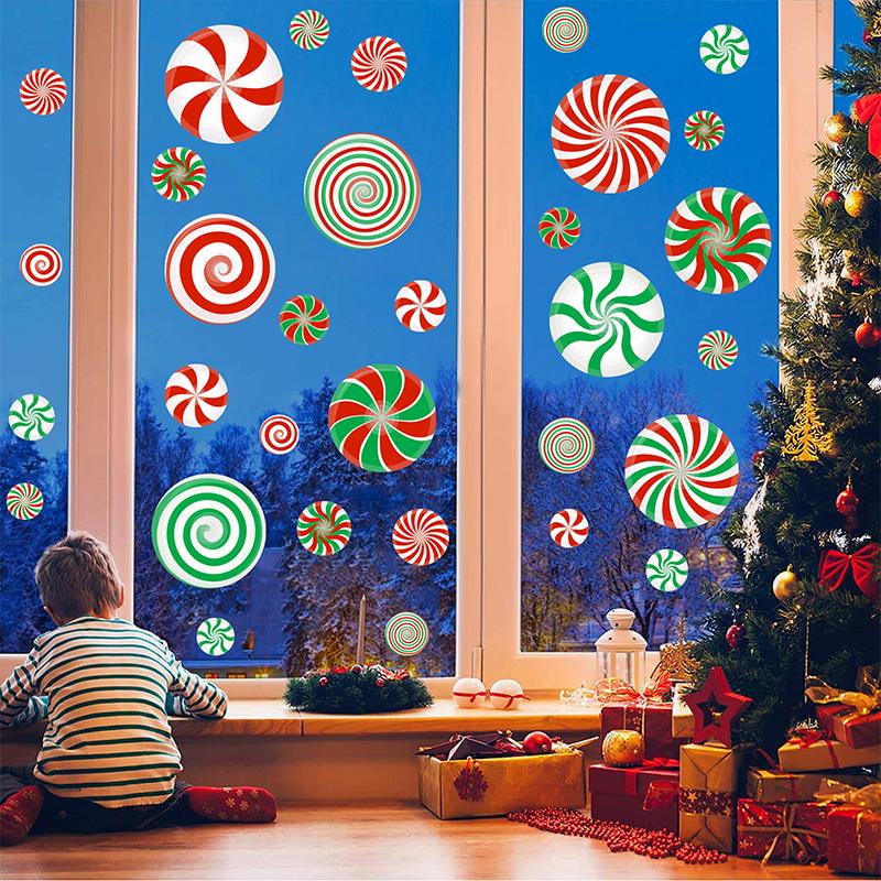 9 Sheets Christmas Colorful Window Glass Stickers Decorations Candy New