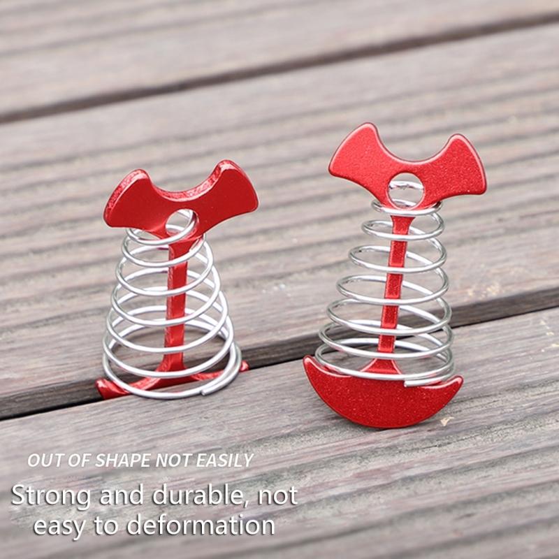 Deck Plank Board Tent Stakes Aluminum Alloy Spring Anchors Fishbone Deck Anchors Peg Fishbone Guyline Cord Adjuster