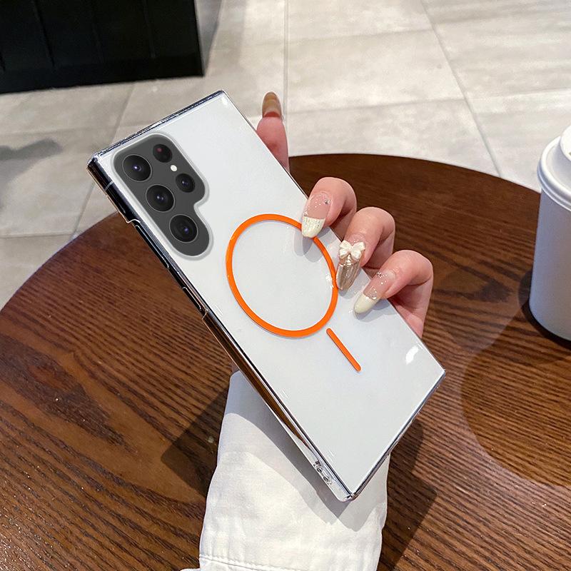 Trendy Thin Ring Magnetic High Permeability Shell Suitable for Samsung S25ULTRA Mobile Phone Case S24P Anti Fall Hard Shell