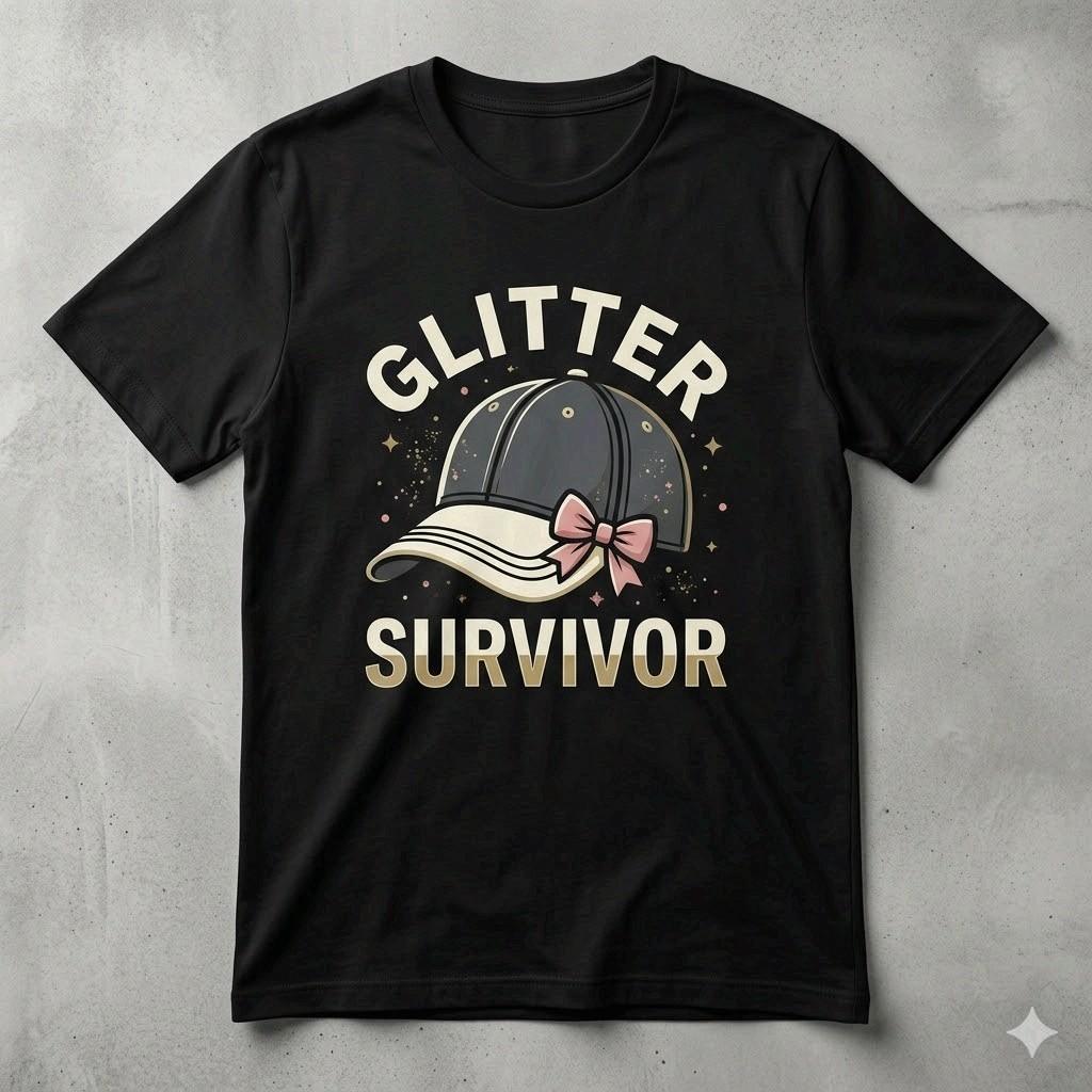 Glitter Survivor Shirt Funny Girl Dad Father s Day Gift Tee L