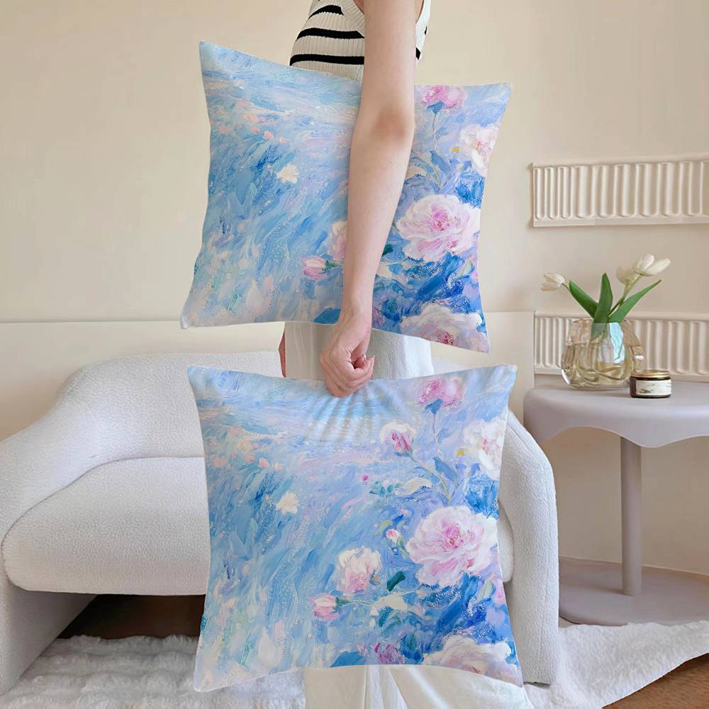 Flower Vase Pillow Case Sofa and Living Room Decorative Cushion Covers Dust-proof and Mite-proof Invisible Zipper