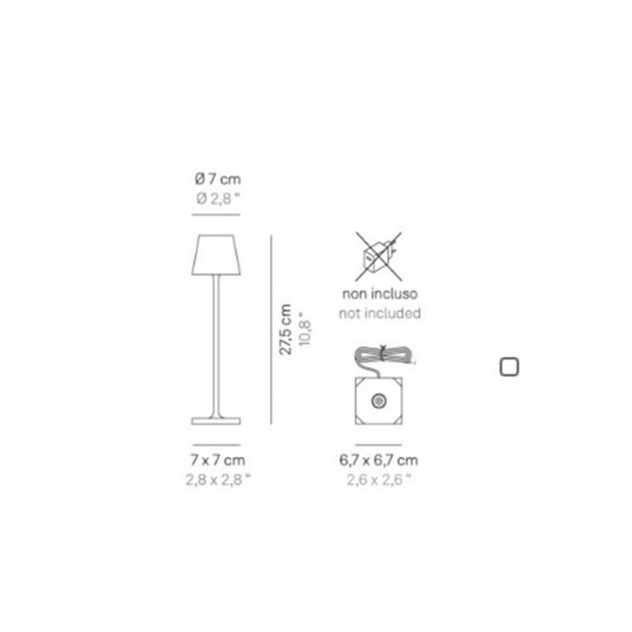 Lampe De Table - Zafferano - Poldina Pro Micro - LED Rechargeable - Dimmable - Rouge