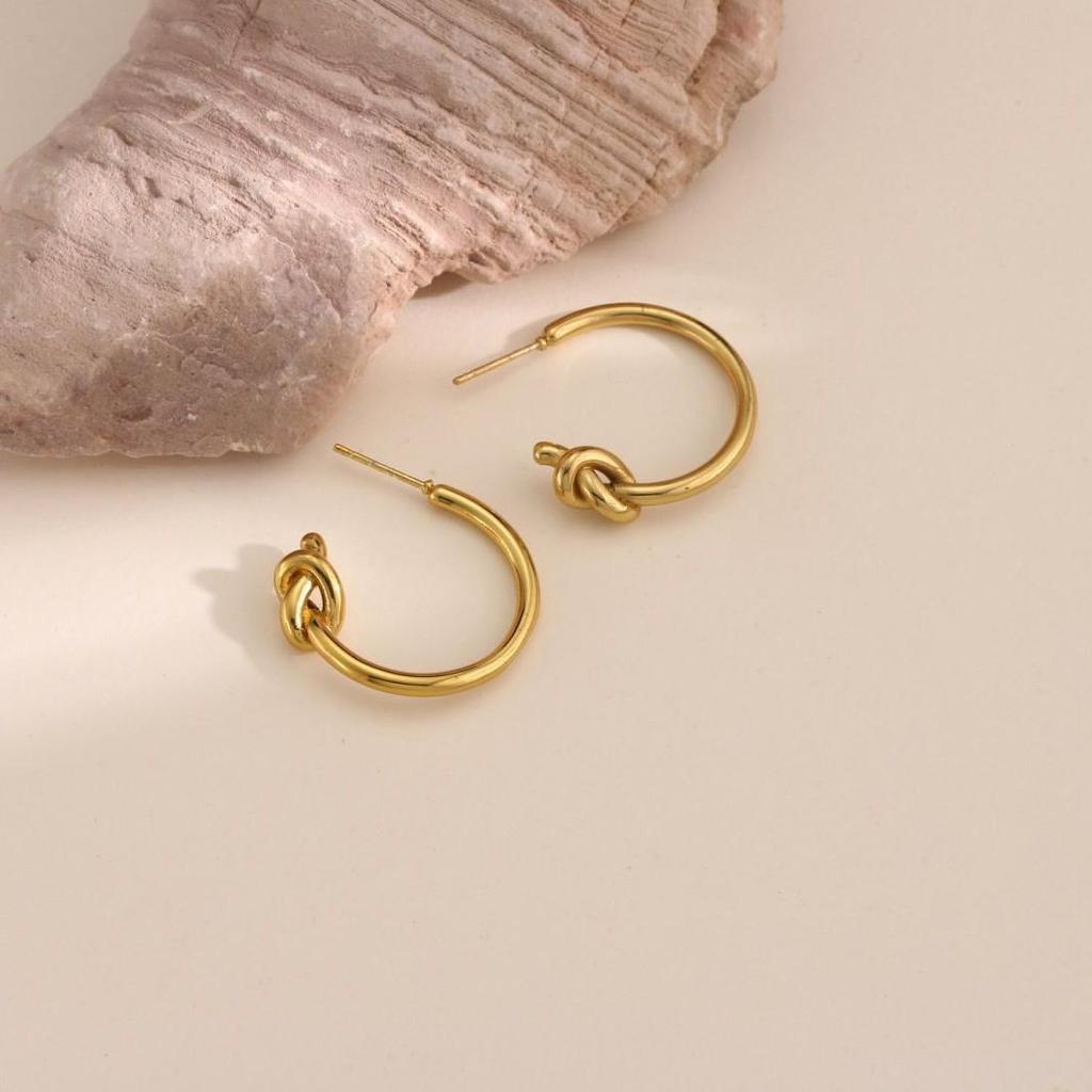 18k Gold-Plated Titanium Steel Geometric Stud Earrings for Women