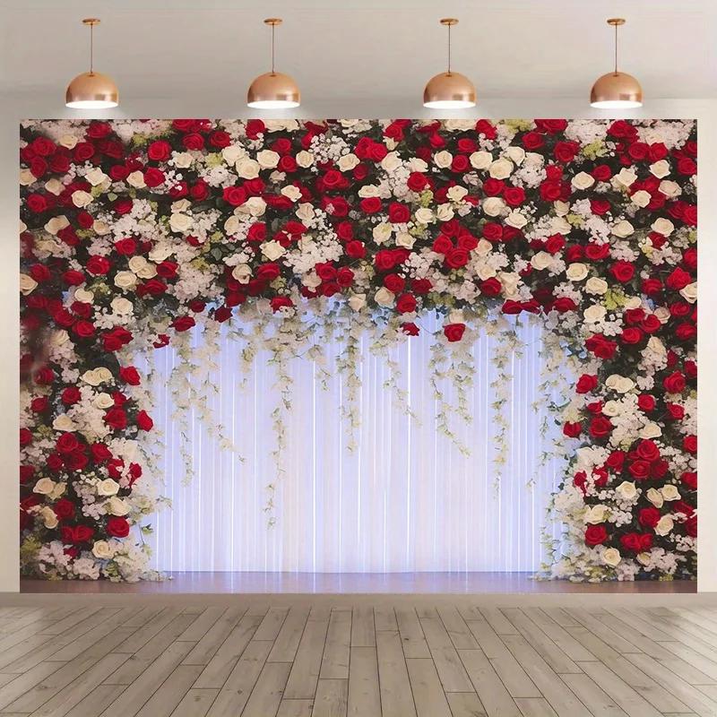 Elegant red and white rose party background: perfect for birthdays, anniversaries,bachelorette parties, etc-bracket not included