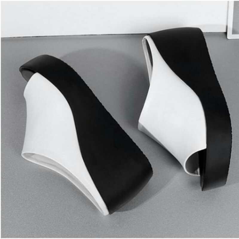 Damen Sommer Dicksohlige Ein-Wort Keilabsatz Sandalen für Outdoor & Strand