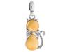 Short Silver Women's Necklace Cat With Milk Amber Kitten Choker 32Cm