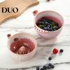 Small Fruit Strainer Ceramic Berry Washing Bowl, Swirl Design Rinse Colander with Handle Easy Clean Container And Drain Holes, Cleaning Bowl