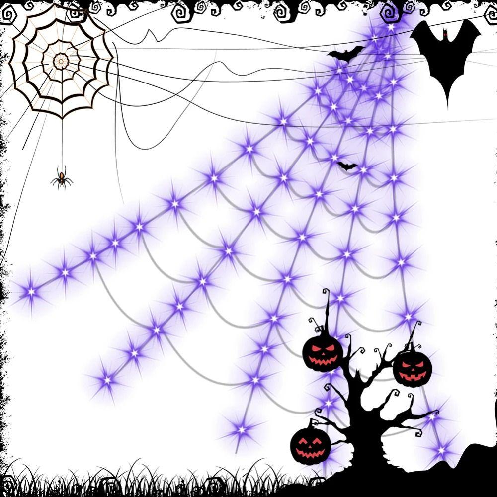 8 Modes Luminous Halloween Spider Glow Scary Giant Spider Practical LED Spider Net  Garden Yard
