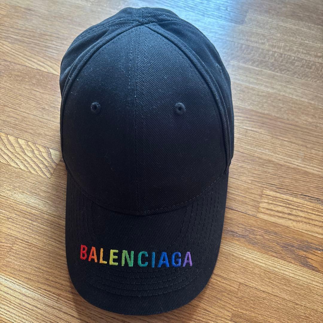 Used [Nearly new] BALENCIAGA black baseball cap rainbow L size