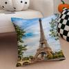 The beautiful scenery France the EEiffel Tower Cushion Cover Throw Pillow Cover Hidden Button Durable Polyester Chair Cushion