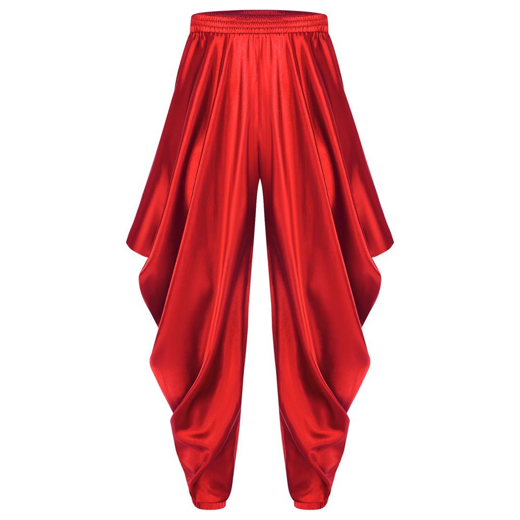 Herren Arabischer Prinz Haremshose Elastischer Bund Satiniere Weite Hose Cosplay Modebekleidung