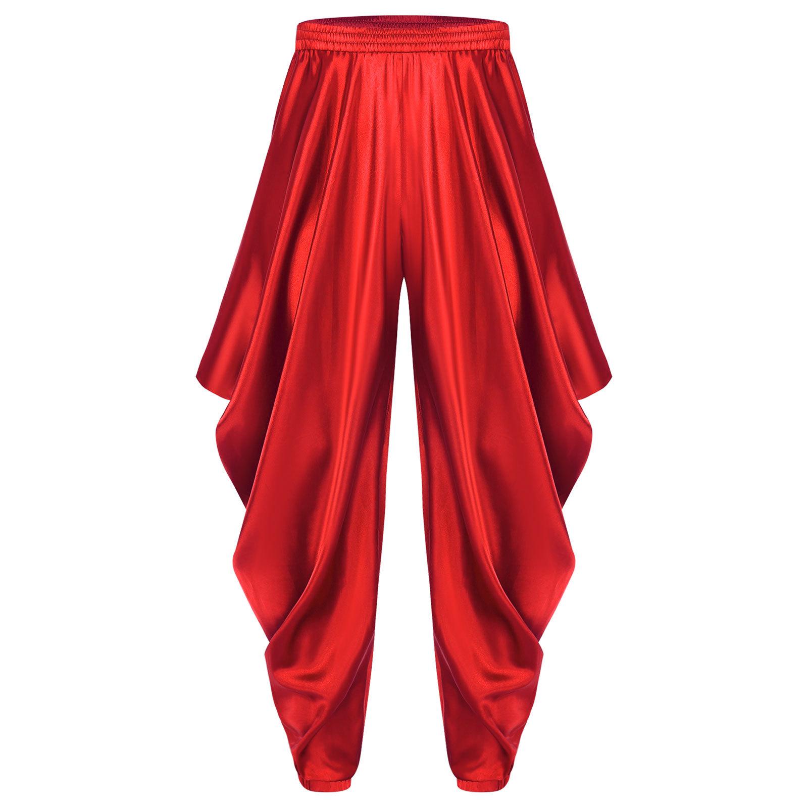 

Mens Arab Prince Harem Pants Elastic Waistband Satiny Loose Trousers Cosplay Fashion Wear S
