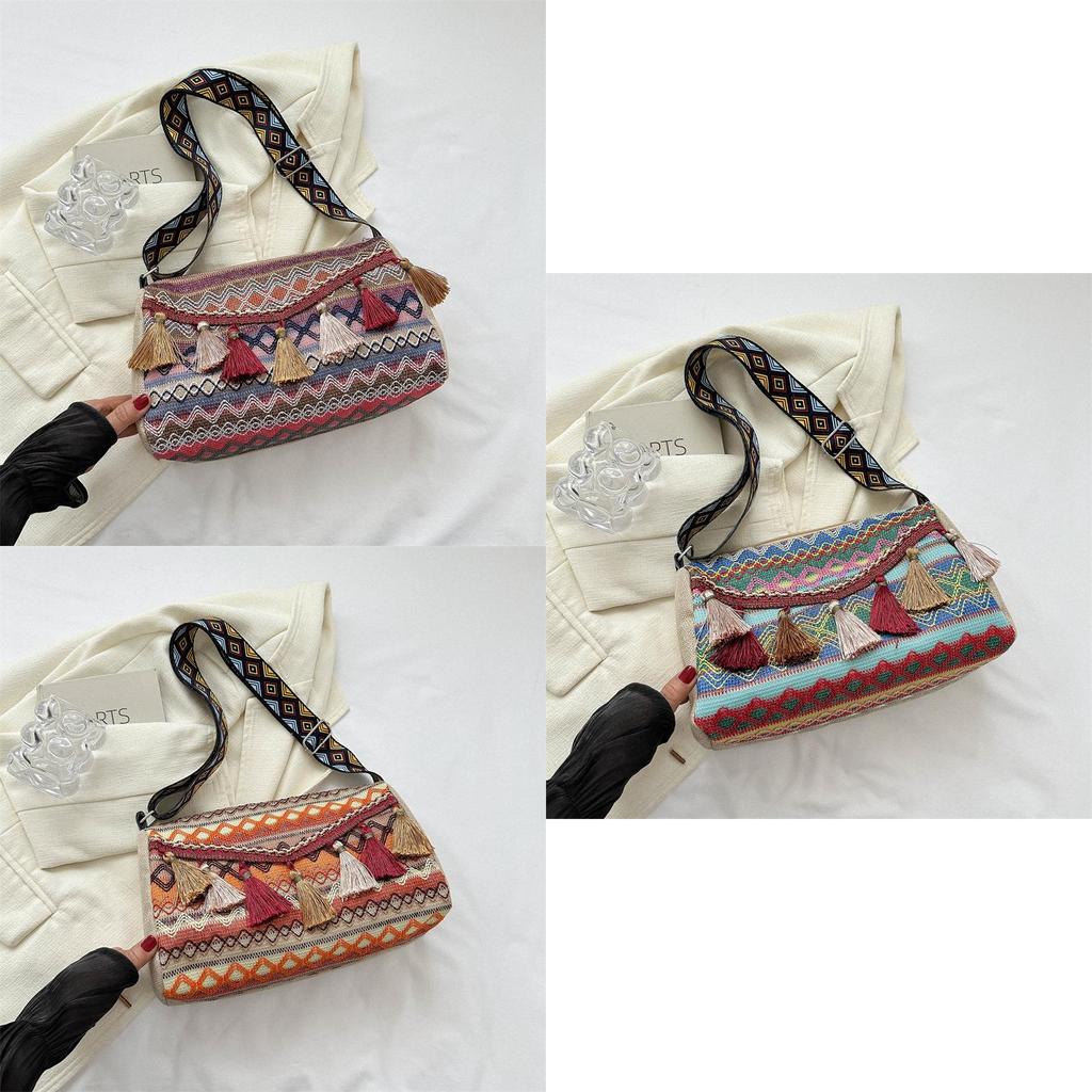 Ethnic Style Large Capacity Shoulder Bag 2023 New Bag Female Niche Fashion Tote Bag Casual Simple Crossbody Bag Street Trend