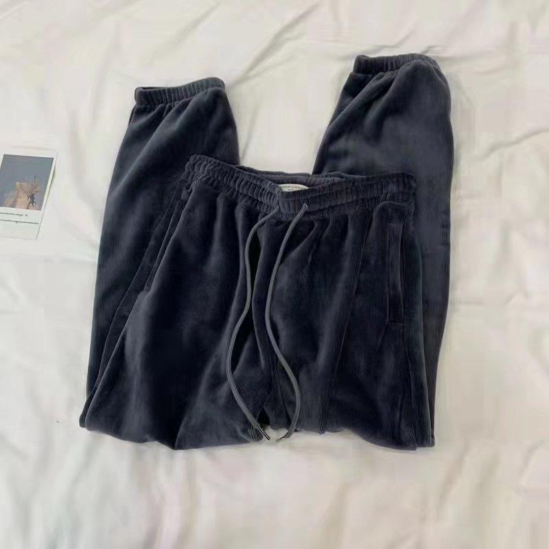 Women's Wide-leg Pants Fashion Casual Corduroy Trousers High Waist Loose Casual Chenille Track Pants