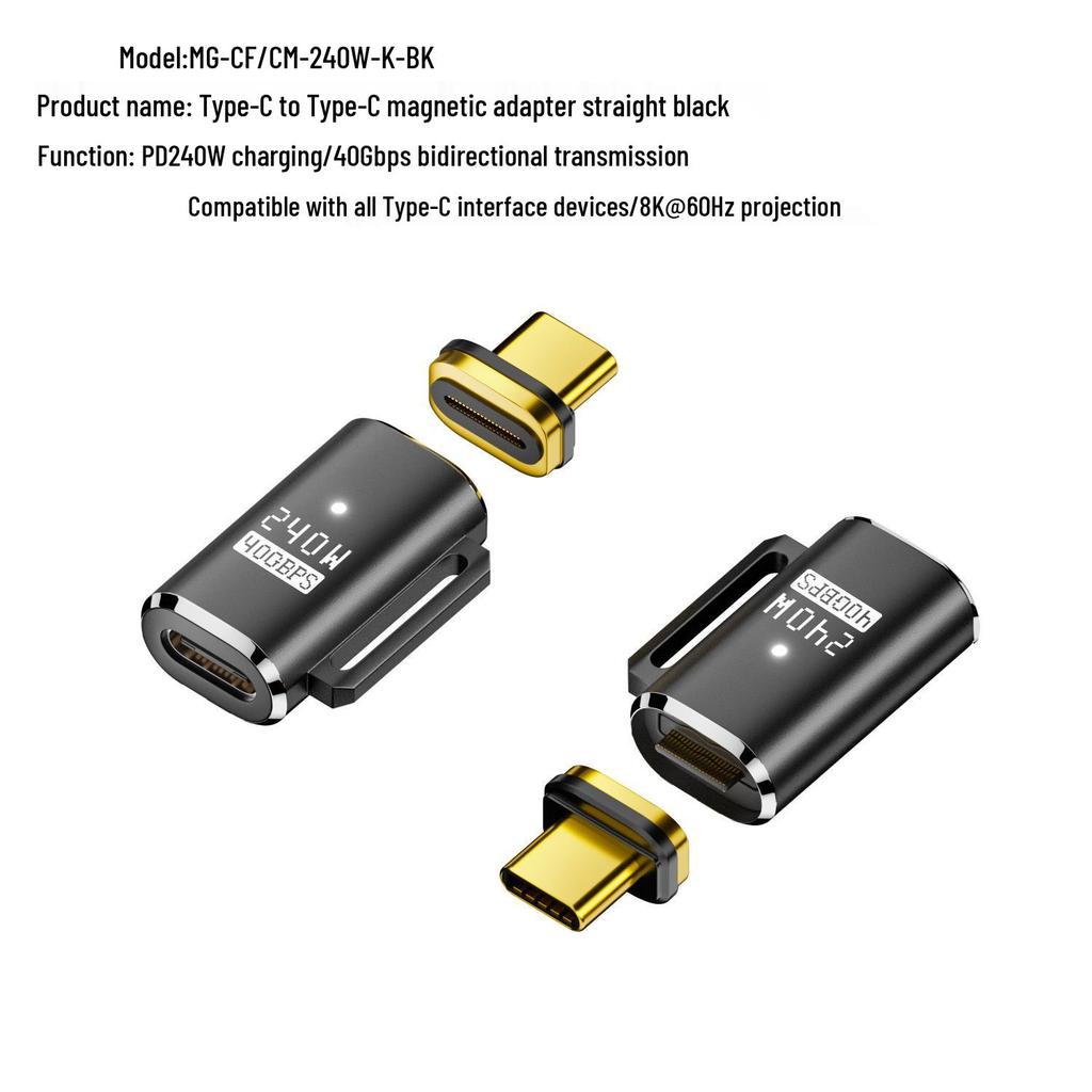 Magnetyczny Adapter USB4 Typu C, 140W, Wideo 8K@60Hz, Pełna Funkcjonalność 40Gbps, Szybkie Ładowanie PD, Kątowy Design.