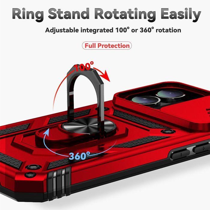 Coque de protection - EF CONNECTION - pour iPhone 17 - Rouge - Antichoc - Anti-rayures - Support magnétique
