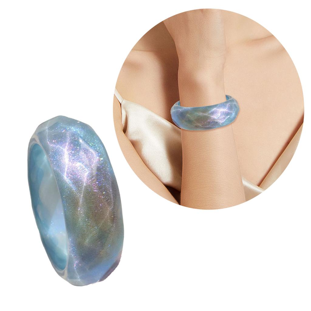 Wide Resin Bangles Geometric Round Bangles Wide Geometric Wristband Resin Texture Wrist Jewelry for Fashion Lover